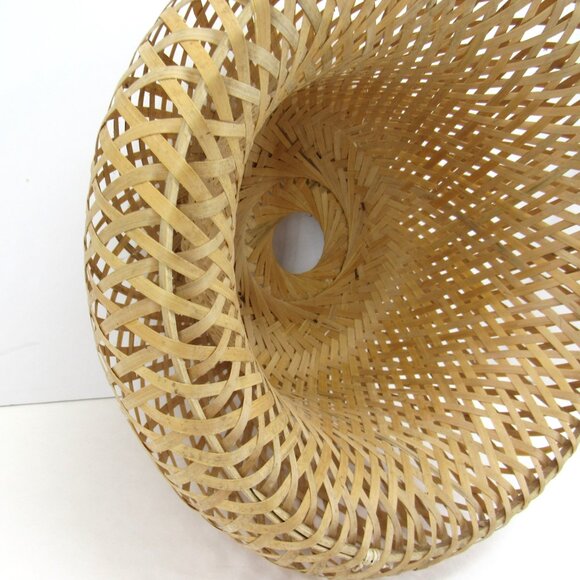 Rattan Pendant Light Shade Round  6" x 12" Natural Rattan Beige/Brown Color - Picture 5 of 8